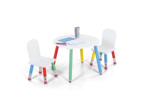 Set dětského stolu se 2 židlemi PASTELL, bílá/kombinace barev
