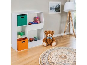 detsky regal s knihovnou a textilnimi zasuvkami space bily 114893