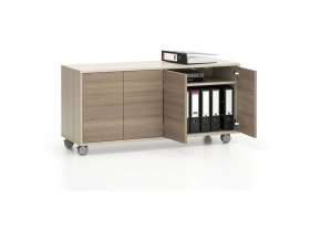 pojizdna skrinka na koleckach s dvermi layers dlouha 1200 x 400 x 575 mm dub prirodni dub moreny 105214