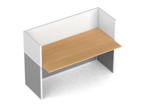 Rovný kancelářský psací stůl PRIMO s paravany, magnetická tabule, 1 místo, šedá/buk