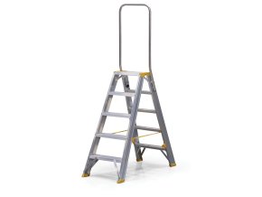 Oboustranné hliníkové schůdky ALVE FORTE s madlem, 2x5 stupňů, výška 1,07 m