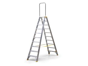 Oboustranné hliníkové schůdky ALVE FORTE s madlem, 2x10 stupňů, výška 2,12 m