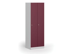 kovova satni skrinka 2 oddily 1850 x 600 x 500 mm demont cylindricky zamek cervene dvere 111336