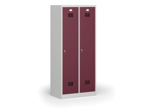kovova satni skrinka s mezistenou 2 oddily 1850 x 800 x 500 mm cylindricky zamek cervene dvere 111318