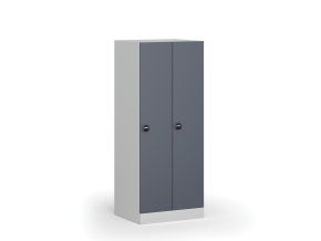 Snížená šatní skříňka, 2 oddíly, 1500 x 600 x 500 mm, RFID zámek, tmavě šedé dveře