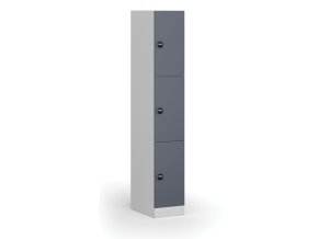 Šatní skříňka s úložnými boxy, 3 boxy, 1850 x 300 x 500 mm, RFID zámek, tmavě šedé dveře
