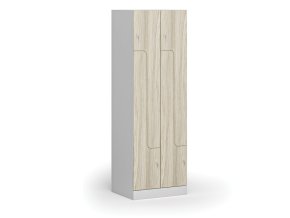 kovova satni skrinka z 4 oddily 1850 x 600 x 500 mm cylindricky zamek laminovane dvere dub prirodni 111007