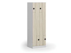 kovova satni skrinka z 4 oddily 1850 x 600 x 500 mm kodovy zamek laminovane dvere dub prirodni 110977