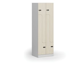 kovova satni skrinka z 4 oddily 1850 x 600 x 500 mm mechanicky kodovy zamek laminovane dvere briza 111001