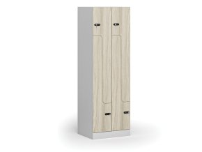 kovova satni skrinka z 4 oddily 1850 x 600 x 500 mm mechanicky kodovy zamek laminovane dvere dub prirodni 111002