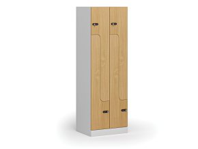 kovova satni skrinka z 4 oddily 1850 x 600 x 500 mm mechanicky kodovy zamek laminovane dvere buk 111003