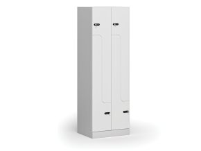 kovova satni skrinka z 4 oddily 1850 x 600 x 500 mm mechanicky kodovy zamek laminovane dvere bila 111005