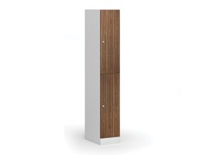 satni skrinka s uloznymi boxy 2 boxy 1850 x 300 x 500 mm cylindricky zamek laminovane dvere orech 110758