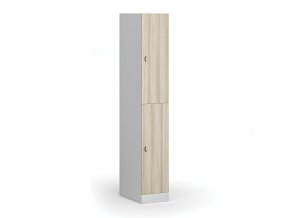 satni skrinka s uloznymi boxy 2 boxy 1850 x 300 x 500 mm otocny zamek laminovane dvere dub prirodni 110761