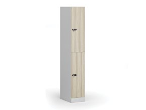 satni skrinka s uloznymi boxy 2 boxy 1850 x 300 x 500 mm mechanicky kodovy zamek laminovane dvere dub prirodni 110788