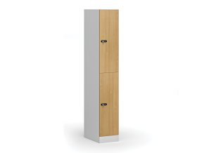 satni skrinka s uloznymi boxy 2 boxy 1850 x 300 x 500 mm mechanicky kodovy zamek laminovane dvere buk 110789