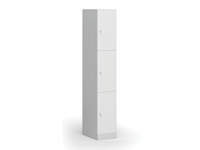 satni skrinka s uloznymi boxy 3 boxy 1850 x 300 x 500 mm cylindricky zamek laminovane dvere bila 110802