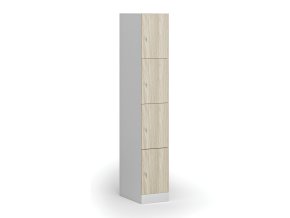 satni skrinka s uloznymi boxy 4 boxy 1850 x 300 x 500 mm cylindricky zamek laminovane dvere dub prirodni 110883