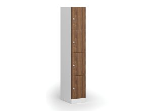 satni skrinka s uloznymi boxy 4 boxy 1850 x 300 x 500 mm cylindricky zamek laminovane dvere orech 110885