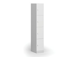 satni skrinka s uloznymi boxy 4 boxy 1850 x 300 x 500 mm cylindricky zamek laminovane dvere bila 110886