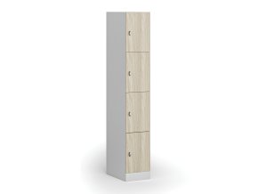 satni skrinka s uloznymi boxy 4 boxy 1850 x 300 x 500 mm otocny zamek laminovane dvere dub prirodni 110889