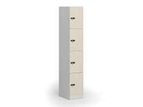 satni skrinka s uloznymi boxy 4 boxy 1850 x 300 x 500 mm mechanicky kodovy zamek laminovane dvere briza 110905