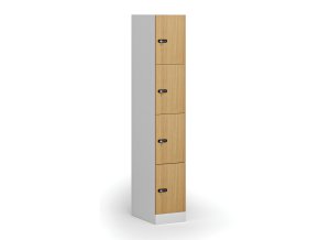 satni skrinka s uloznymi boxy 4 boxy 1850 x 300 x 500 mm mechanicky kodovy zamek laminovane dvere buk 110907