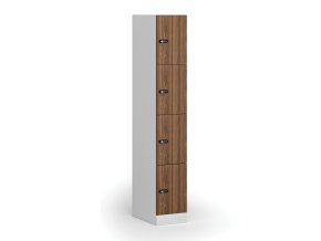 satni skrinka s uloznymi boxy 4 boxy 1850 x 300 x 500 mm mechanicky kodovy zamek laminovane dvere orech 110909