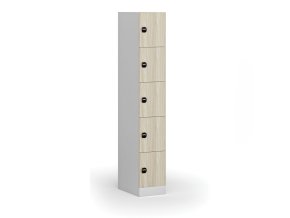 satni skrinka s uloznymi boxy 5 boxu 1850 x 300 x 500 mm rfid zamek laminovane dvere dub prirodni 110780