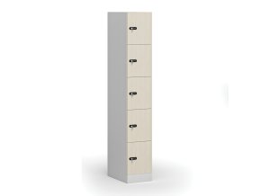 satni skrinka s uloznymi boxy 5 boxu 1850 x 300 x 500 mm mechanicky kodovy zamek laminovane dvere briza 111016