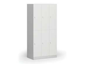 satni skrinka s uloznymi boxy 6 boxu 1850 x 900 x 500 mm cylindricky zamek laminovane dvere bila 111026