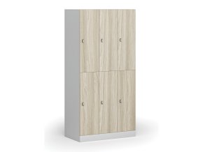 satni skrinka s uloznymi boxy 6 boxu 1850 x 900 x 500 mm otocny zamek laminovane dvere dub prirodni 111030
