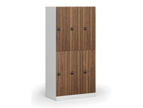 Šatní skříňka s úložnými boxy, 6 boxů, 1850 x 900 x 500 mm, RFID zámek, laminované dveře, ořech