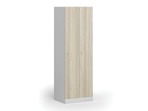 kovova satni skrinka 2 oddily 1850 x 600 x 500 mm cylindricky zamek laminovane dvere dub prirodni 111060
