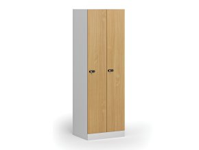 kovova satni skrinka 2 oddily 1850 x 600 x 500 mm mechanicky kodovy zamek laminovane dvere buk 111085
