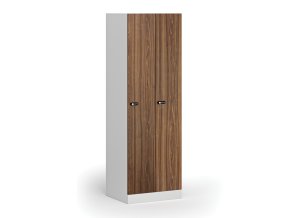 kovova satni skrinka 2 oddily 1850 x 600 x 500 mm mechanicky kodovy zamek laminovane dvere orech 111086