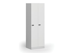 kovova satni skrinka 2 oddily 1850 x 600 x 500 mm mechanicky kodovy zamek laminovane dvere bila 111087