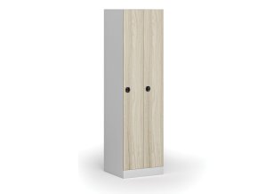 zuzena kovova satni skrinka 2 oddily 1850 x 500 x 500 mm kodovy zamek laminovane dvere dub prirodni 111136