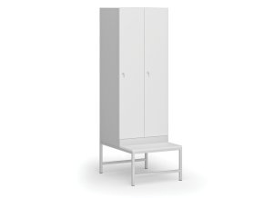 satni skrinka s lavickou 2 oddily 1875 x 600 x 500 800 mm cylindricky zamek laminovane dvere bila 110952