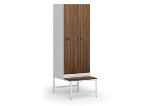 satni skrinka s lavickou 2 oddily 1875 x 600 x 500 800 mm mechanicky kodovy zamek laminovane dvere orech 110941