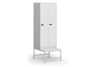 satni skrinka s lavickou 2 oddily 1875 x 600 x 500 800 mm mechanicky kodovy zamek laminovane dvere bila 110942