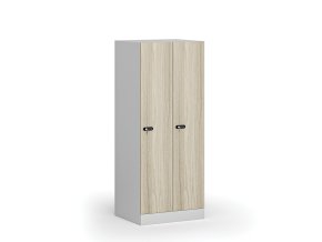 snizena satni skrinka 2 oddily 1500 x 600 x 500 mm mechanicky kodovy zamek laminovane dvere dub prirodni 111104