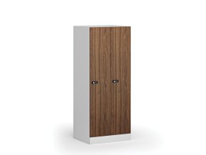 snizena satni skrinka 2 oddily 1500 x 600 x 500 mm mechanicky kodovy zamek laminovane dvere orech 111106