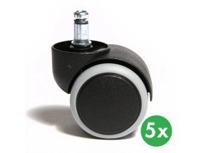 Kolečka pro kancelářské židle, 50 mm, pro tvrdé podlahy, 5 ks