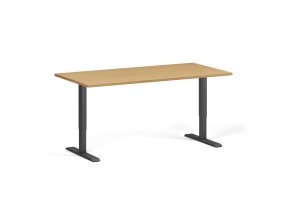 Výškově nastavitelný stůl, 160x80 cm, 2 motory, černá podnož, buk