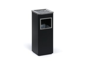 Odpadkový koš s popelníkem a vnitřní nádobou, 11,5 l, černý / nerez