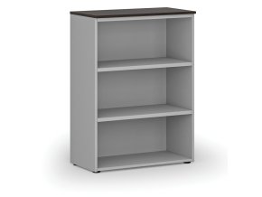 Kancelářský regál PRIMO GRAY, 1087 x 800 x 420 mm, šedá/wenge