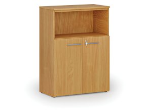 Kombinovaná kancelářská skříň PRIMO WOOD, 800 x 420 x 1087 mm, buk