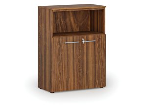 Kombinovaná kancelářská skříň PRIMO WOOD, 800 x 420 x 1087 mm, ořech