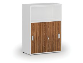 kombinovana kancelarska skrin se zasuvnymi dvermi primo white 800 x 420 x 1087 mm bila orech 70555